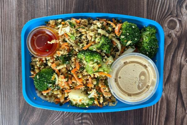 Dan Dan Noodle Bowl with Crumbled Tofu, Napa Cabbage, Fermented Sichuan Daikon, Broccoli, Sesame Dressing and Chili Oil (Limited-Offer/NEW!)
