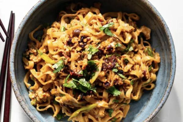 Dan Dan Noodle Bowl with Crumbled Tofu, Napa Cabbage, Fermented Sichuan Daikon, Broccoli, Sesame Dressing and Chili Oil (Limited-Offer/NEW!)