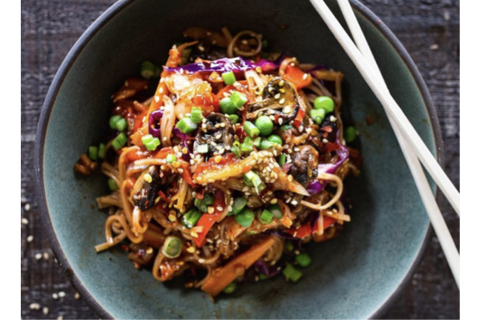 Peanut Noodle Bowl with Tofu, Edamame, Broccoli, Mushrooms, Red Pepper, Napa Cabbage and Chili-Miso Oil (Limited-Offer/NEW!)
