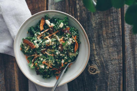 Kale Caesar Salad with Garlicky Chickpeas, Hemp-Cashew Parm and Coconut Bacon (Limited-Offer)